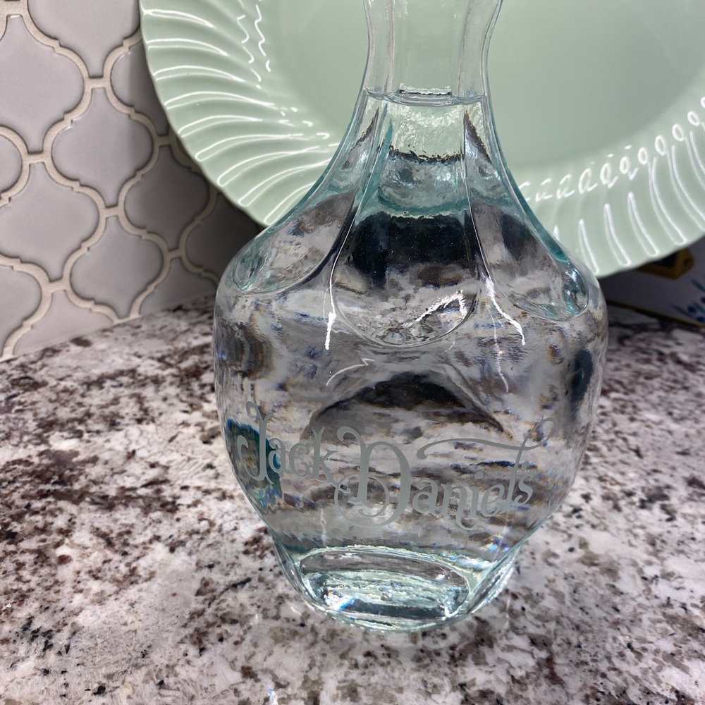 Vintage Glass Jack Daniel's Etched Whiskey Bottle